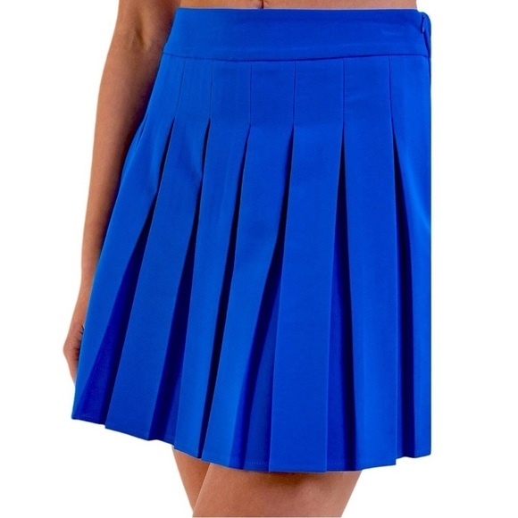 Vintage HEAD Solid ROYAL BLUE pleated mini skirt Medium BALLETCORE Barbicore - Picture 12 of 16